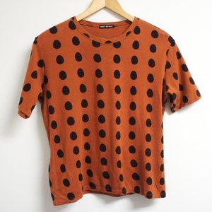 VTG 90s Issey Miyake Brown Polka Dot Cotton T-Shirt Women M